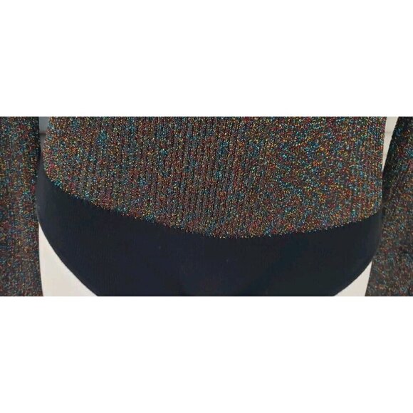 NEW FREE PEOPLE INTIMATELY BLACK RAINBOW LUREX LONG SLEEVE BODYSUIT SZ MEDIUM - Picture 5 of 12